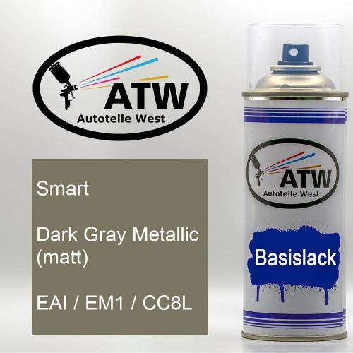 Smart, Dark Gray Metallic (matt), EAI / EM1 / CC8L: 400ml Sprühdose, von ATW Autoteile West.